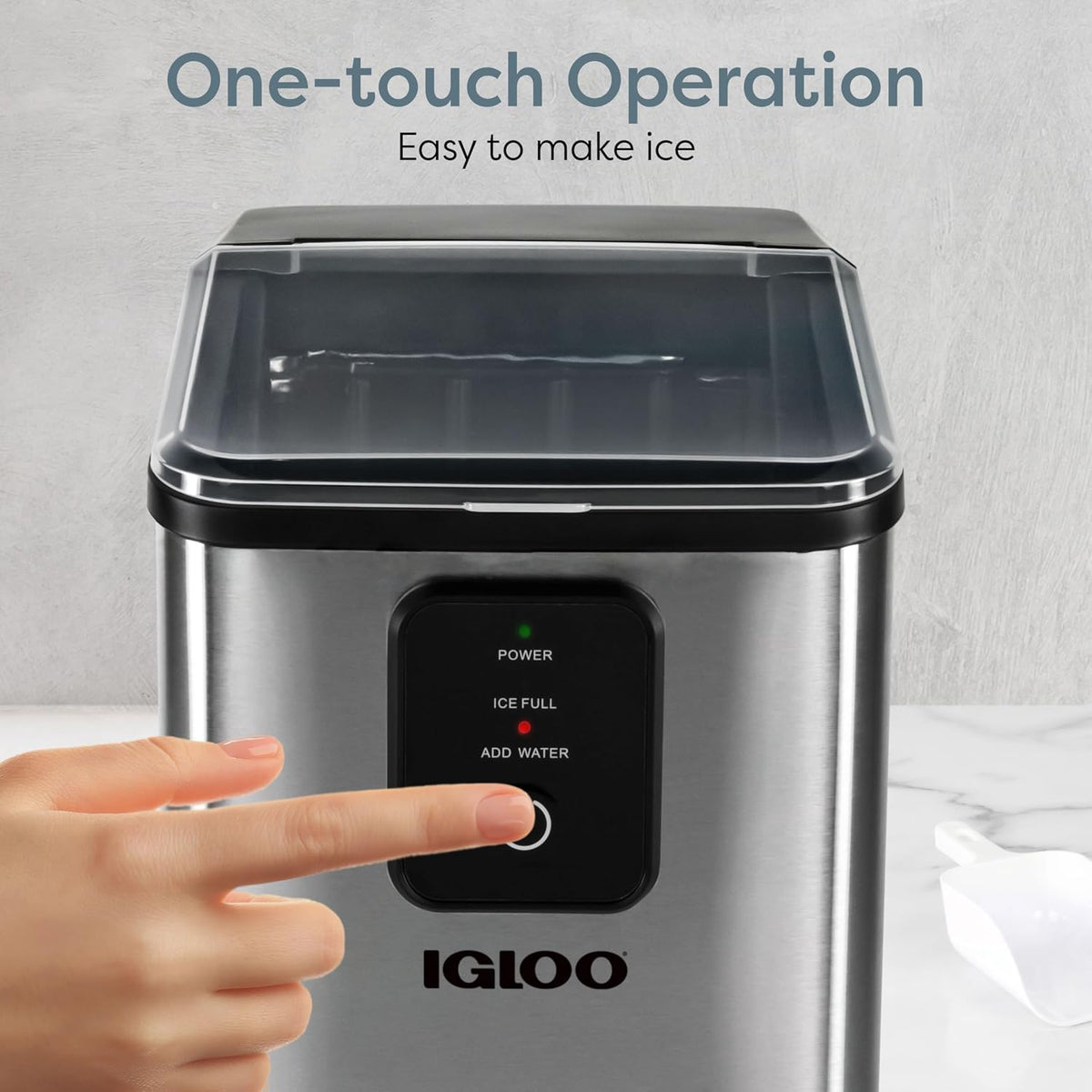 Igloo Ice Maker Countertop, Portable Ice Maker with Handle, 26lbs, Black