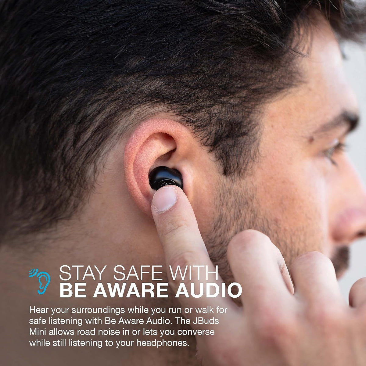 JLab JBuds Mini True Wireless Earbuds, Bluetooth Multipoint, Charcoal Black