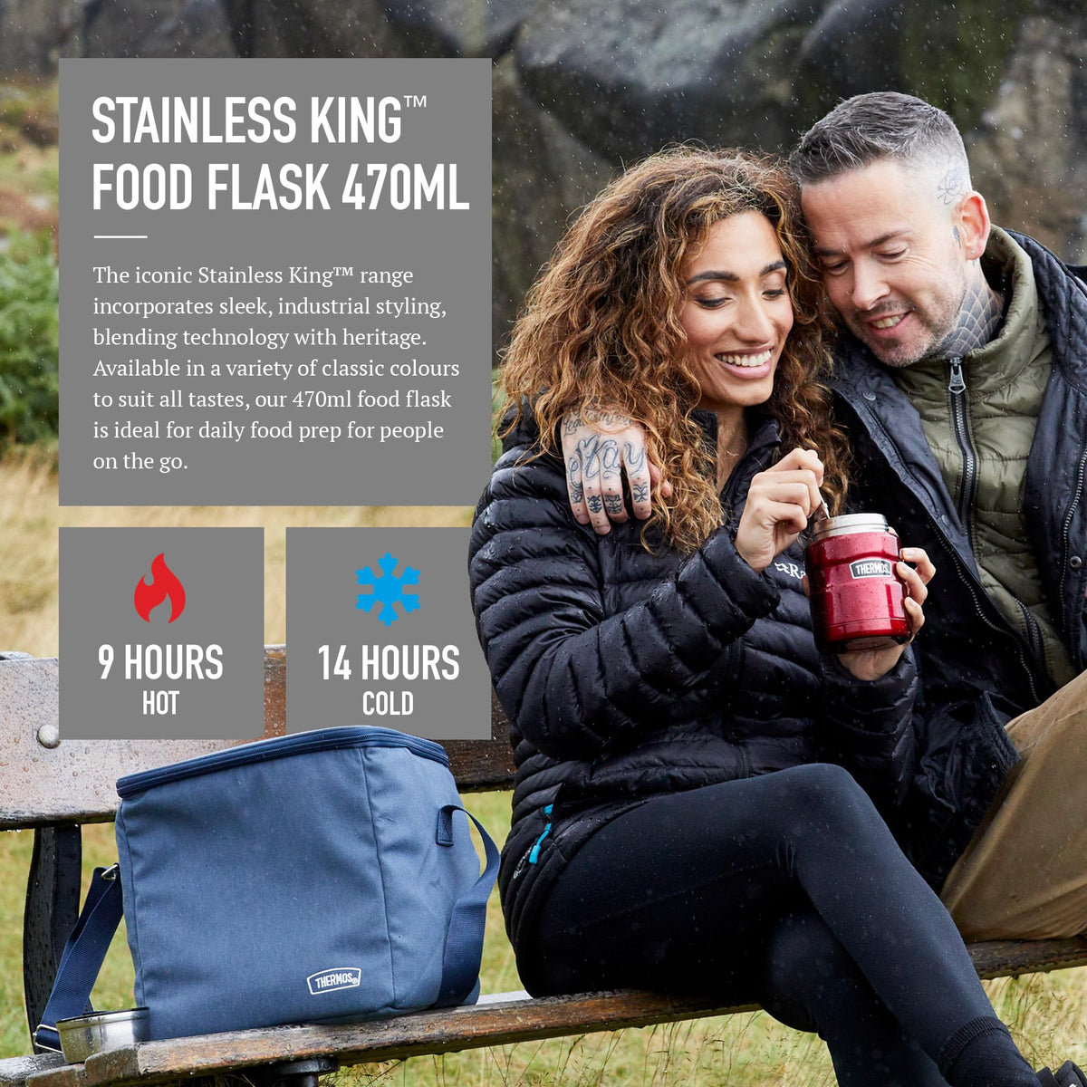 Thermos Stainless King Cranberry Red Food Flask (470ml) 9h Hot | 14h Cold