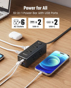 SUPERDANNY 15Ft Extension Cord with Multiple Outlets, Flat Plug Power Strip