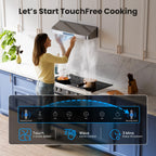 VIKIO HOME 30 Inch Under Cabinet Range Hood, 980CFM Fast Venting Ducted, Kitchen Hood With 3 Speed Gesture Sensing & Touch Control, Stainless Steel Stove Hood With LED Light And 2 Baffle Filters