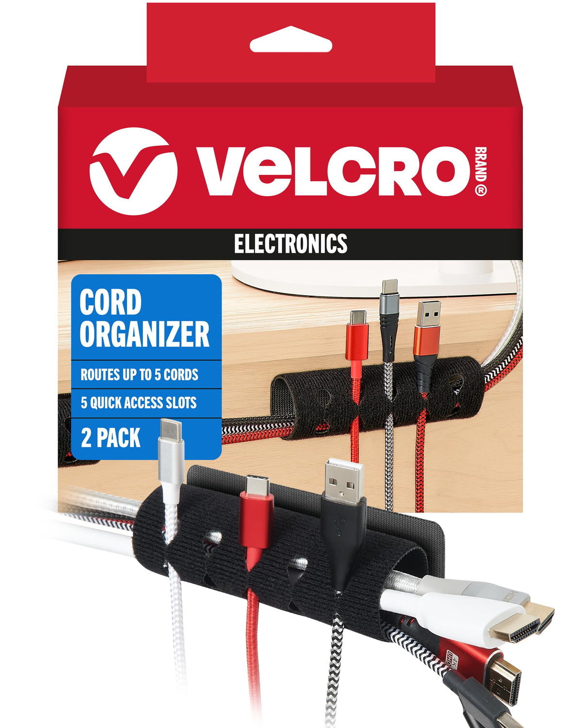 VELCRO Brand Reusable Cable Ties, Cord Management, 6in, Black, 100 Pack