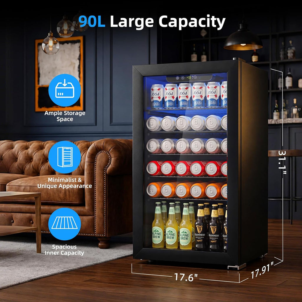 Antarctic Star Beverage Refrigerator Cooler 68 Can, Mini Fridge with Glass Door for Beer Drinks Wine,Freestanding Small Fridge with Electronic Temperature Control for Home and Bar,1.7 cu.ft