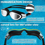 Winline Adult Swimming Goggles,Open Water Goggles Swimming Anti Fog UV Protection No Leakage Clear Vision Easy to Adjust for Adults Men Women Teenagers