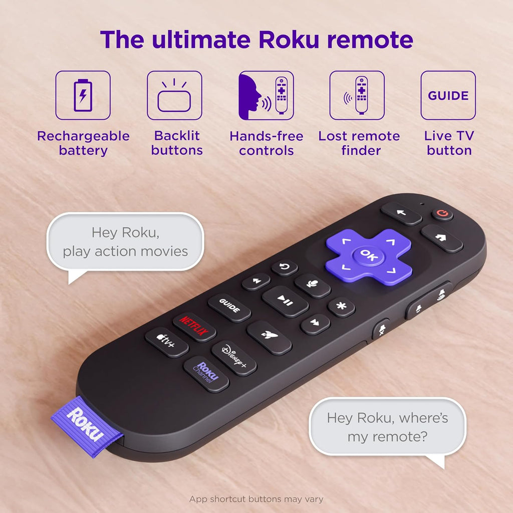 Roku Voice Remote Pro (2nd Ed.), TV Remote Control with Backlit Buttons