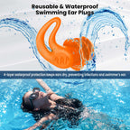 Swimming Ear Plugs for Kids,4 Pairs Reusable Silicone Ear Plugs Swimming