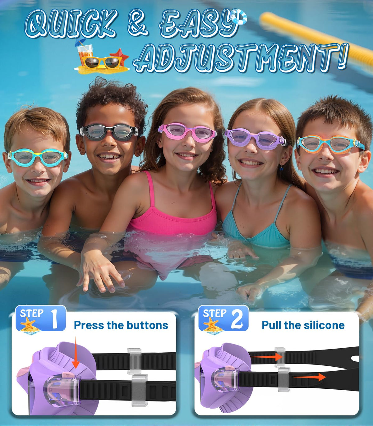 Kids Swimming Goggles for Boys & Girls Aged 6-14, Anti-Fog