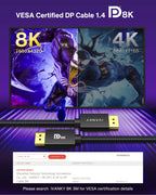 IVANKY VESA Certified 8K DisplayPort Cable 1.4, 6.6ft DP Cable Supports HDR