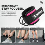 DMoose Fitness Ankle Strap for Cable Machine - One Size Fit with Premium Padding Cuffs - Cable Kickback Ankle Straps - Gym Attachments & Lower Body Exercises