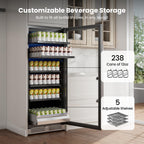 Yeego Beverage Refrigerator - 24 inch 180 Cans Beer Cooler with Glass Door