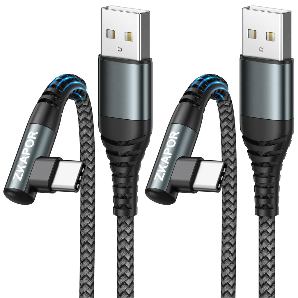 ZKAPOR USB C Cable 1M, USB C Charger Cable Right Angle Fast Charging USB C