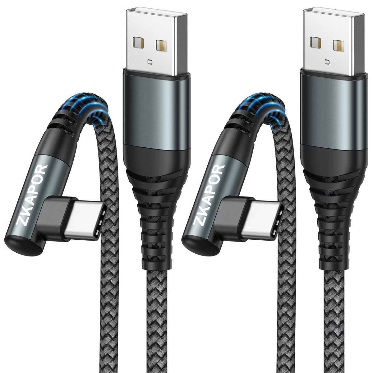 ZKAPOR USB C Cable 1M, USB C Charger Cable Right Angle Fast Charging USB C
