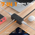 TESSAN Extension Cord 10 FT, Power Strip with 900J Surge Protection, Grey