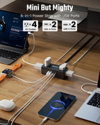 3Ft Short Extension Cord with Multiple Outlets, Surge Protector Power Strip