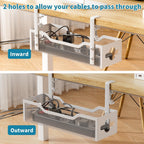 Under Desk Cable Management Tray 2 Pack, No Drill Cable Organizer With Clamp for Standing Desk, Easy to Install Cord Management System, No Damage Wire Organizer