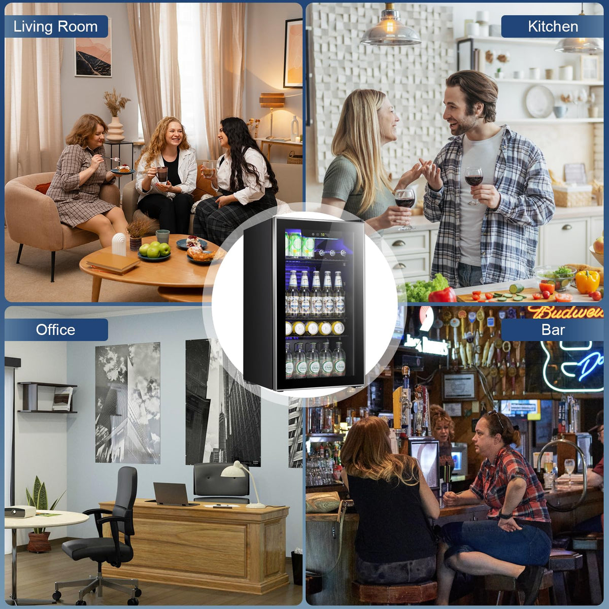Antarctic Star 18L Mini Fridge Cooler 24Can, Beverage Refrigerator with Quiet Compressor, LED Light,Freestanding Small Fridge with Electronic Temperature Control for Home and Bar(40-61 ℉)