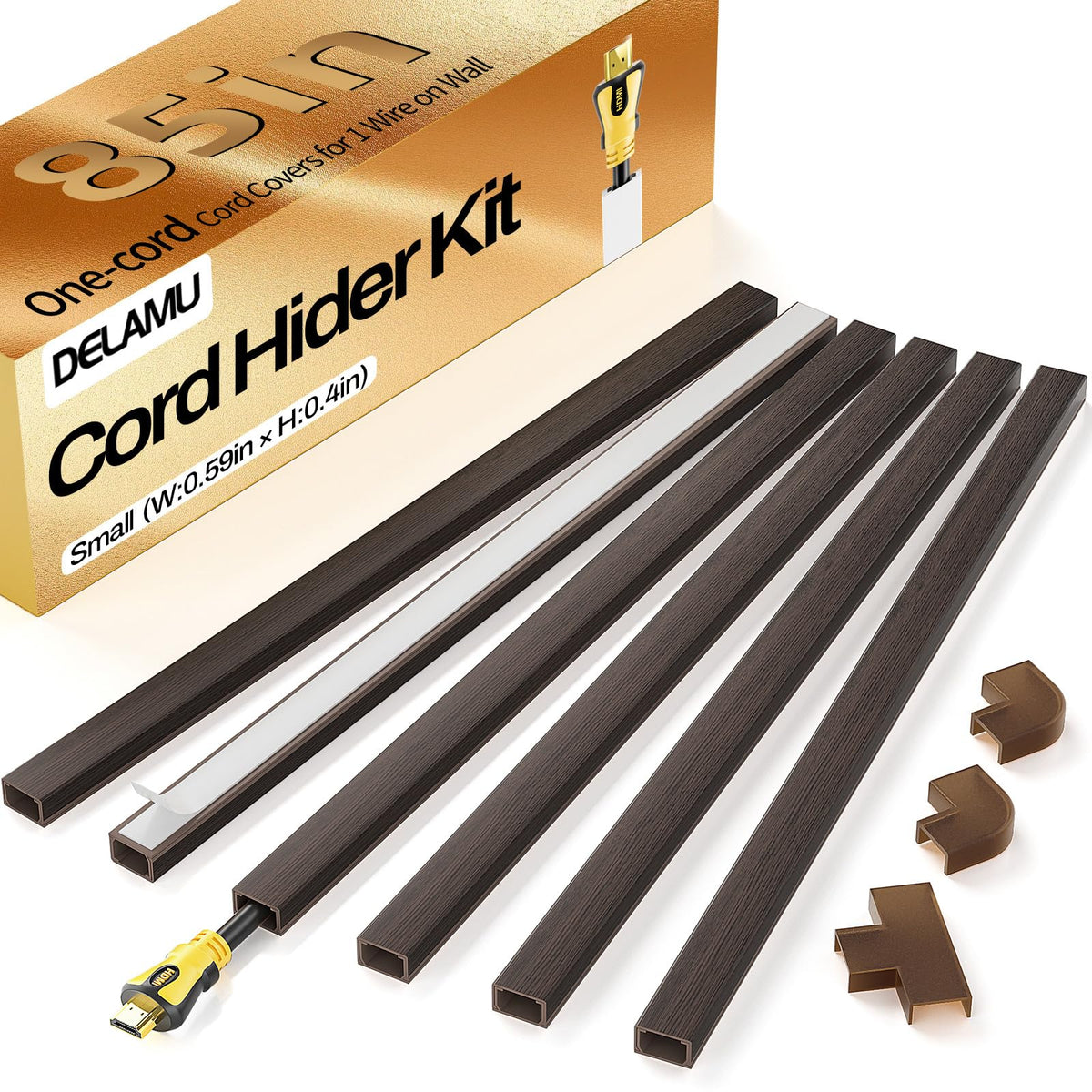 Delamu Beige Cord Hider, 85in Cord Covers for Wires on Wall, One-Cord Cable Hider, Wire Hiders Wire Covers for TV Cords on Wall, Easy Mount Cable Cover Management Kit, 6X L14.2 W0.59 H0.4in, Beige