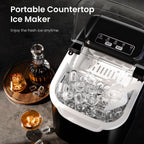Antarctic Star Portable Ice Maker Countertop, 18Lbs/24H Self-Cleaning Ice Machine with One-Touch Operation & Ice Scoop Included, for Home Kitchen Office, Black