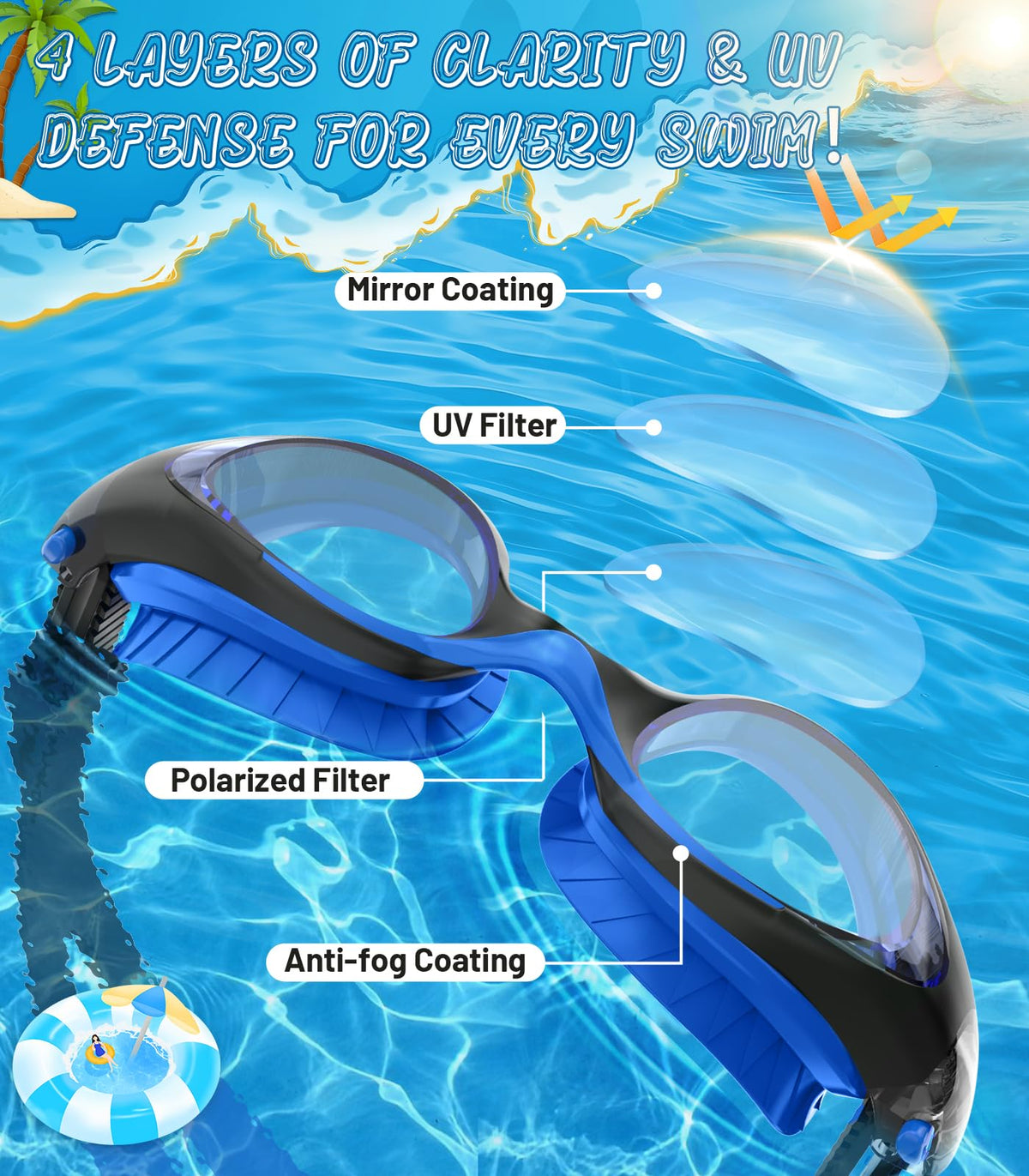 Kids Swimming Goggles for Boys & Girls Aged 6-14, Anti-Fog