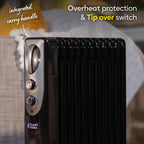 Russell Hobbs 2000W/2KW Oil Filled Radiator, 9 Fin Portable Electric Heater - White, Adjustable Thermostat with 3 Heat Settings, Safety Cut-off, 20 m sq Room Size, RHOFR5002, 2 Year Guarantee