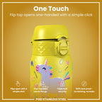 ION8 Lightweight Steel Kids Water Bottle, 400ml/13oz, Purple Unicorns