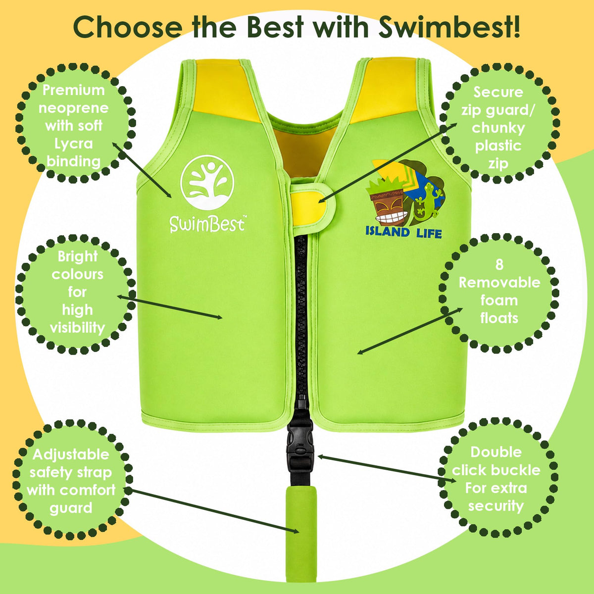 SwimBest Swim Vest - For Baby, Toddler & Kids. Adjustable Buoyancy Swim Jacket, ideal for pools/beaches/holidays & Learning to Swim