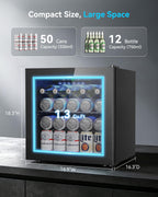 Feelfunn 2.6CuFt Beverage Refrigerator, 95 Can Mini Fridge with Glass Door