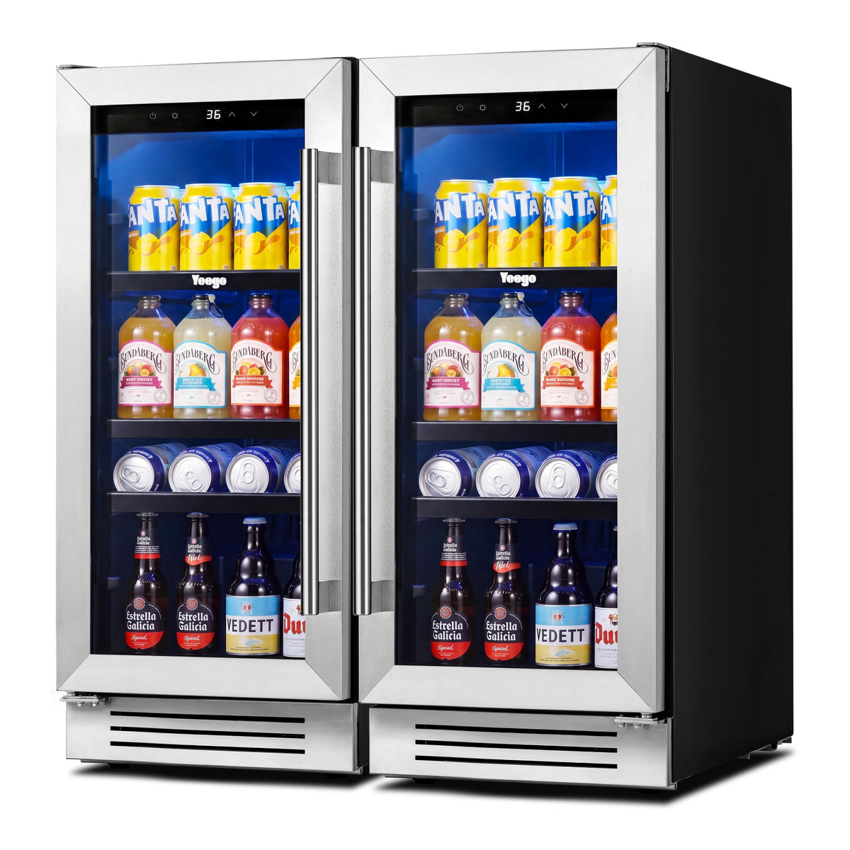 Yeego 12 Inch Beverage Refrigerator – 60 Cans Drink Fridge (Right-Hinged)