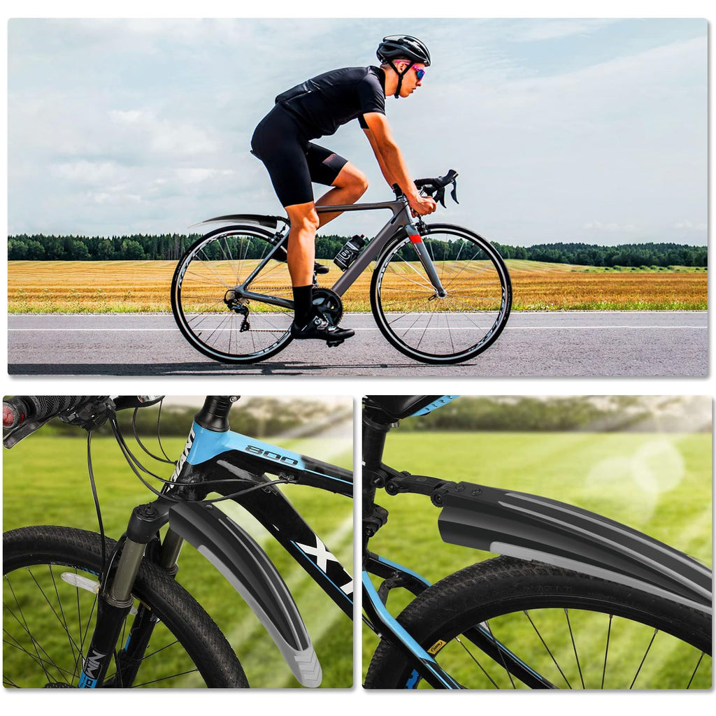 Bike Mudguard Set, Portable Adjustable Road Mountain Bike Bicycle Cycling Tires Front and Rear Mud Guard Fenders for MTB Mountain Road Bike