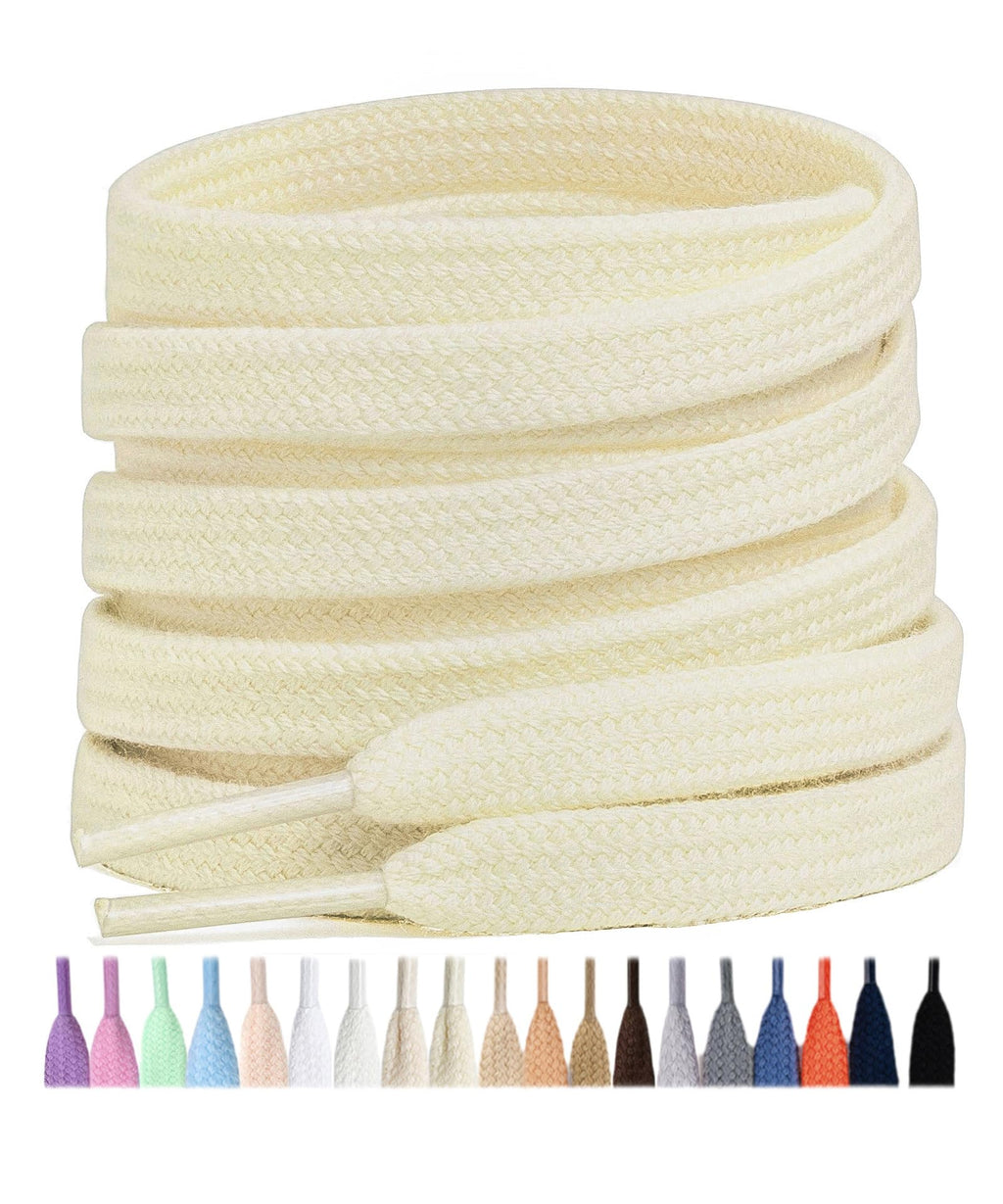 Stepace 2 Pairs Cotton Flat Shoe Laces 8mm Wide Shoelaces for Sneaker