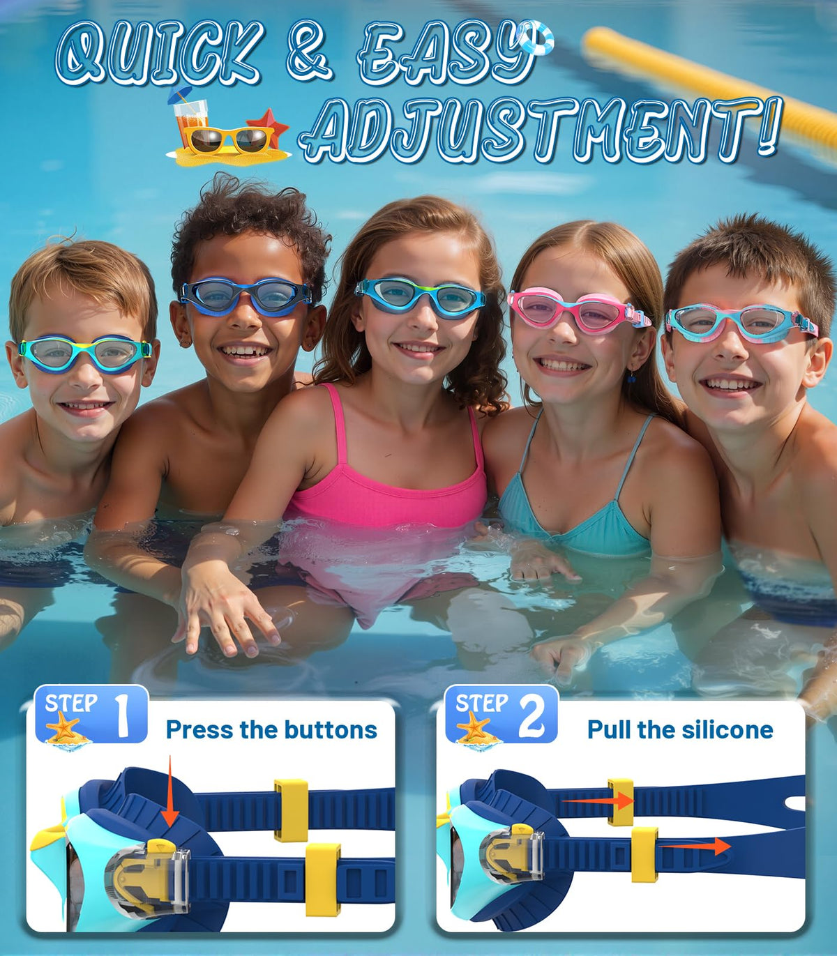 Kids Swimming Goggles for Boys & Girls Aged 6-14, Anti-Fog