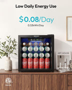 EUHOMY 24 Can Mini Fridge, 18L Beverage Refrigerator with Quiet Compressor