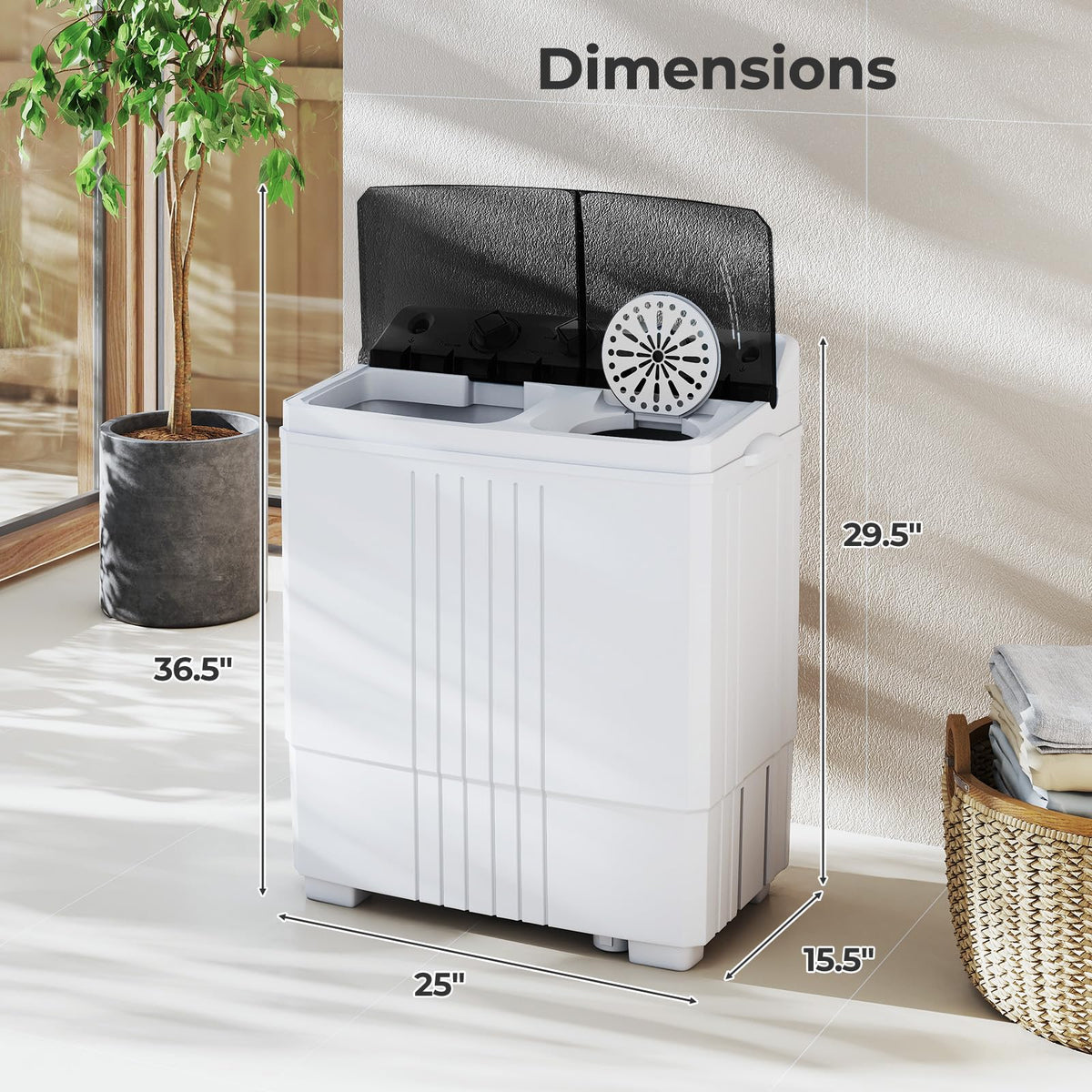 Giantex Portable Washing Machine, 20lbs Capacity, 12lbs Washer and 8lbs Spinner, Compact for Apartment RV, Gray & White, GX20313-PE