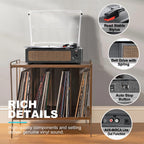 Seasonlife® Retro Vinyl Record Player with Stereo Speakers,Walnut Brown