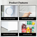 Igloo 2.6 Cu.Ft Mini Fridge with Freezer- Single Door Compact Refrigerator with Glass Shelves for Homes, Dorms & Offices- Keep Snacks, Drinks & Frozen Foods Cool with Temperature Control Fridge- White