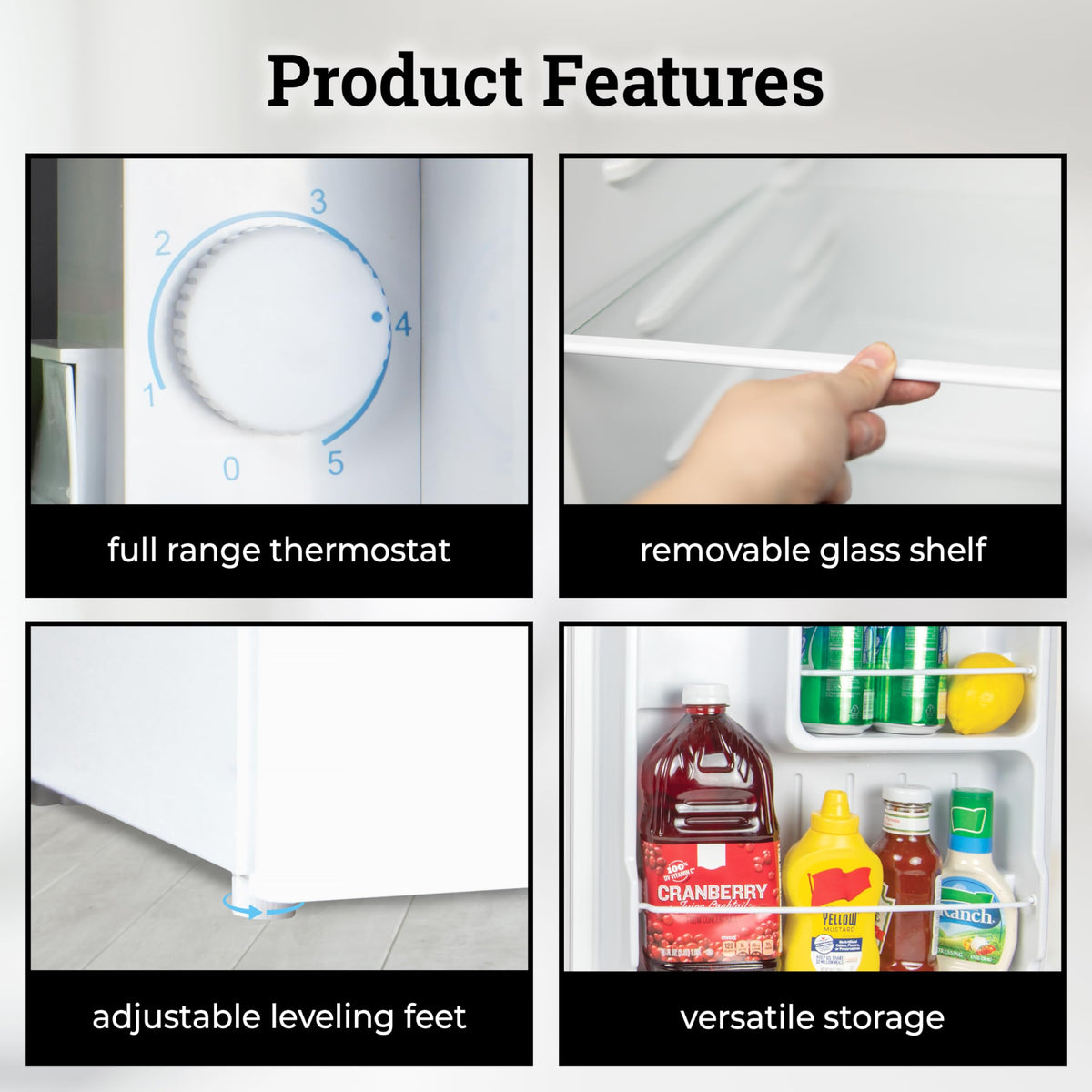 Igloo 2.6 Cu.Ft Mini Fridge with Freezer- Single Door Compact Refrigerator with Glass Shelves for Homes, Dorms & Offices- Keep Snacks, Drinks & Frozen Foods Cool with Temperature Control Fridge- White