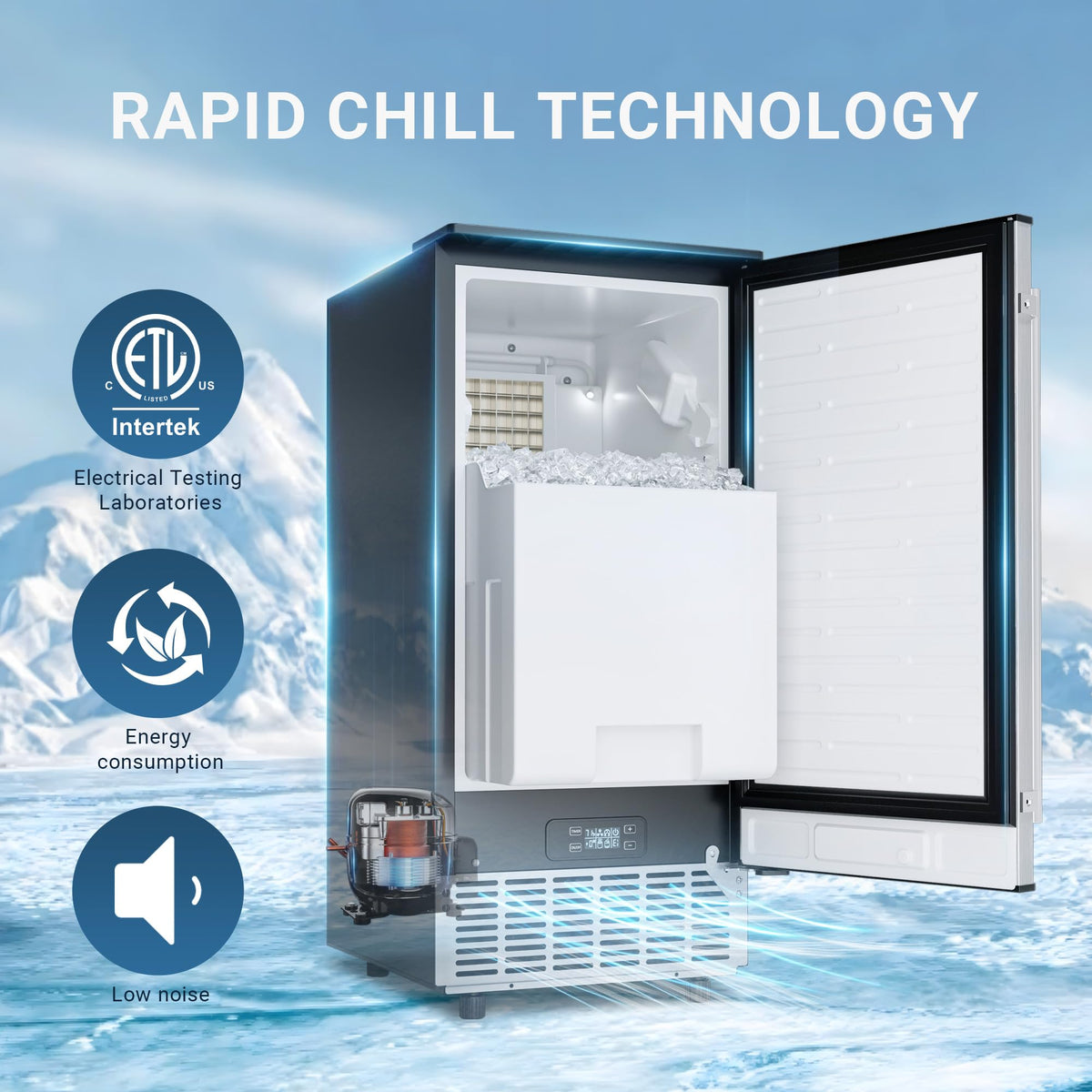 EUHOMY Nugget Ice Maker Countertop with Handle, Max 40lbs Daily Sonic Ice