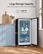 Feelfunn 3.0 Cu.ft Mini Freezer, Small Upright Freezer, Black