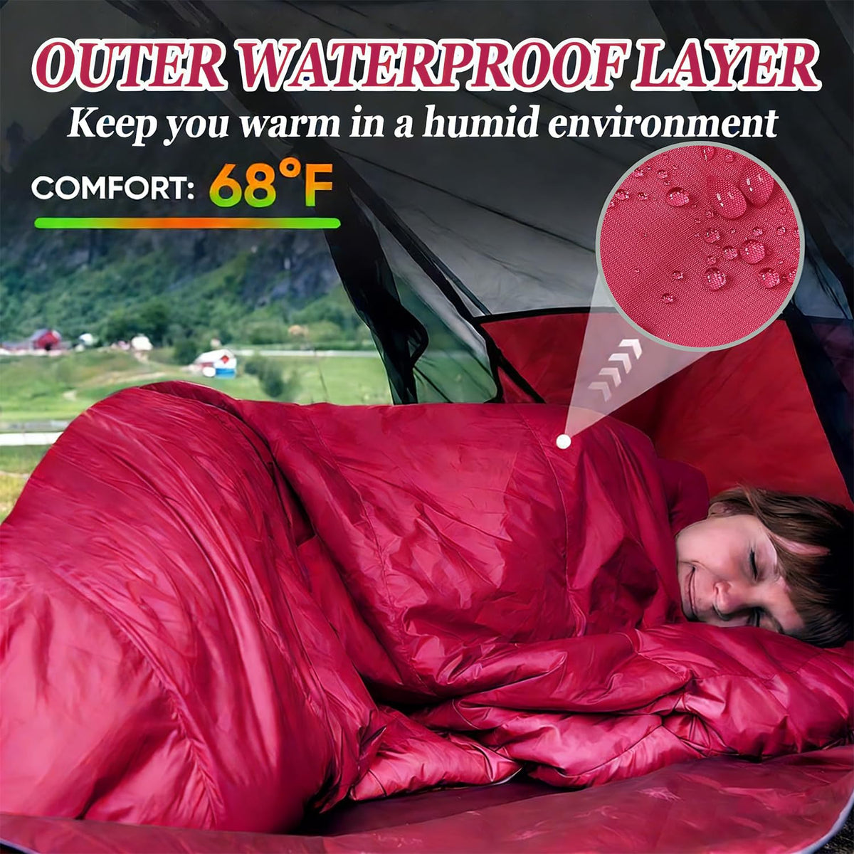 Sleeping Bag for Camping,Sleeping Bags for Adults Backpacking Waterproof,3 Seasons Adult Blanket,Small Packed Ultralight Carry Bag, Soft,Thick and Warm,for Outdoor Camping,Travel,Hiking