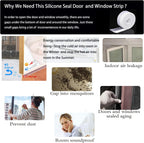Silicone Seal Door Strip Bottom - 8M/26ft (W: 35MM) Silicone Sealing Sticker Self Adhesive Weather Stripping for Gaps of House, Glass Shower, Window and Door, Weatherproof Soundproof Insect Proof