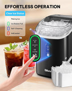 Silonn Ice Maker Countertop, 9 Cubes Ready in 6 Mins, 26lbs in 24Hrs, Self-Cleaning Ice Machine with Ice Scoop and Basket, 2 Sizes of Bullet Ice for Home Kitchen Office Bar Party