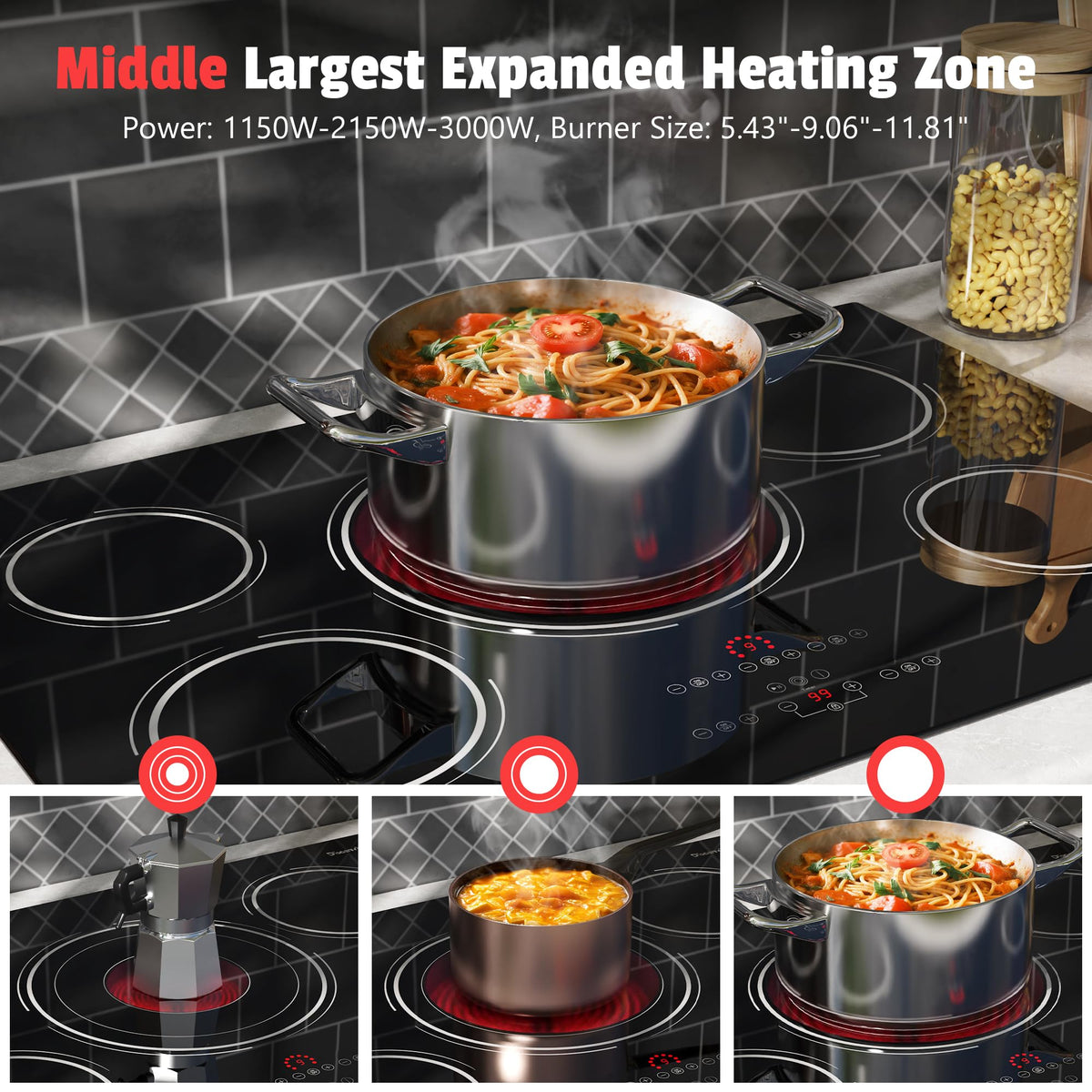 2 Burner Electric Cooktop 110V, 2000W Shard Power