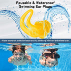 Swimming Ear Plugs for Kids,4 Pairs Reusable Silicone Ear Plugs Swimming