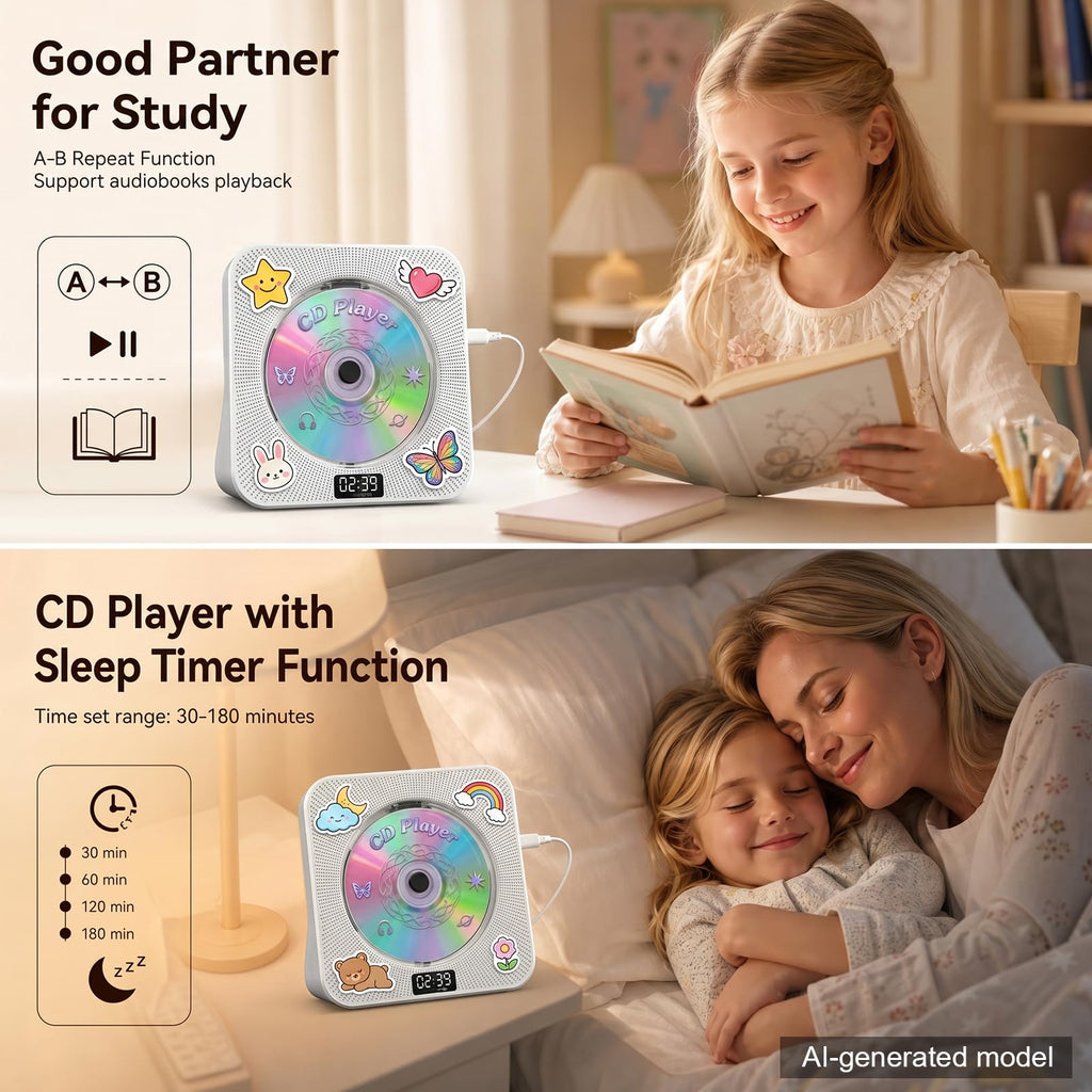 Gueray CD Player Portable Bluetooth Desktop CD Players for Home