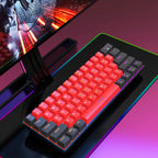 Snpurdiri 60% Wired Mechanical Gaming Keyboard, Ice Blue LED Backlit 61 Keys Mini Wired Office Keyboard for Windows Laptop PC Mac (Black-White, Red Switches)