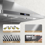 24 inch Range Hood, Ducted/Ductless Range Hood 450CFM, Wall Mount