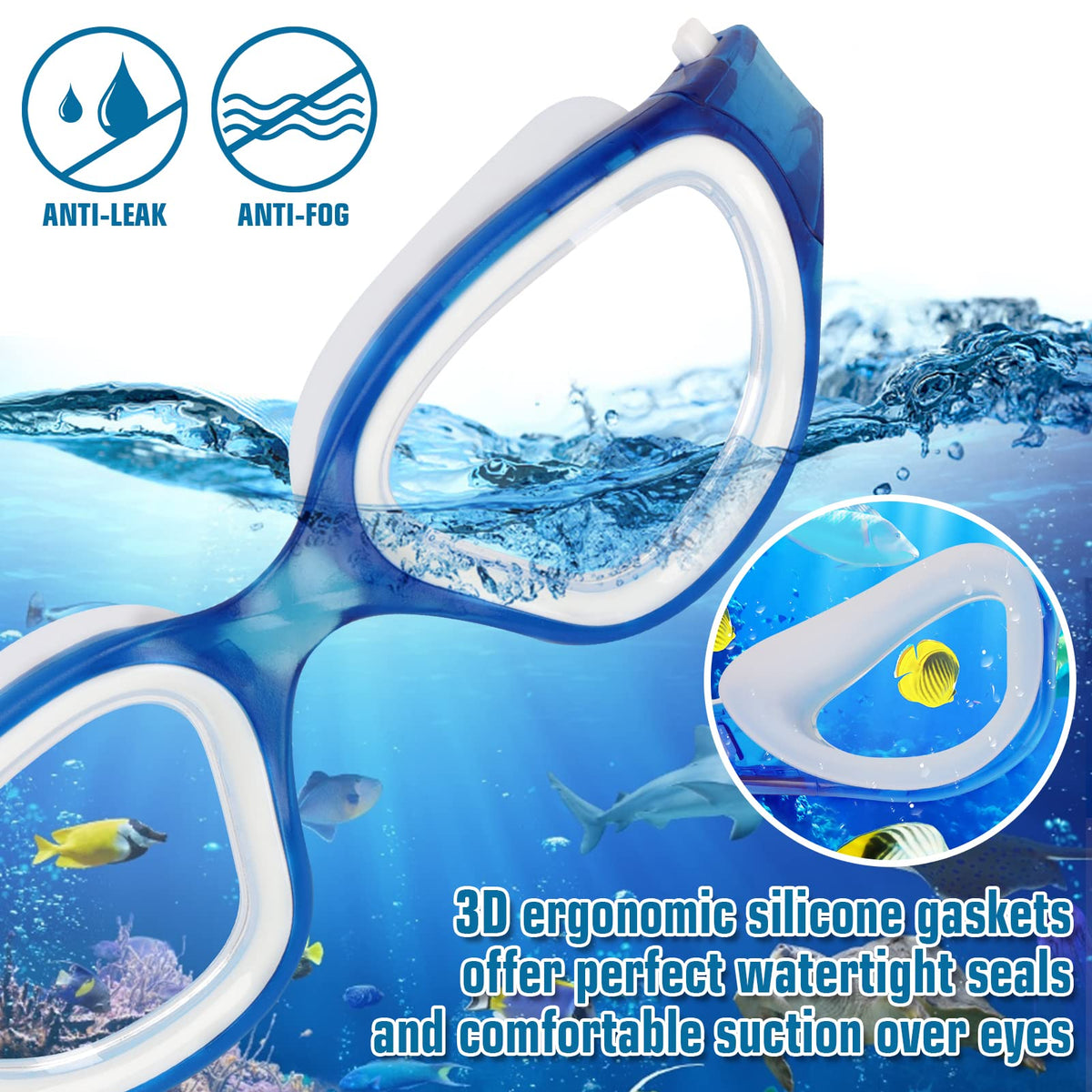 Winline Adult Swimming Goggles,Open Water Goggles Swimming Anti Fog UV Protection No Leakage Clear Vision Easy to Adjust for Adults Men Women Teenagers