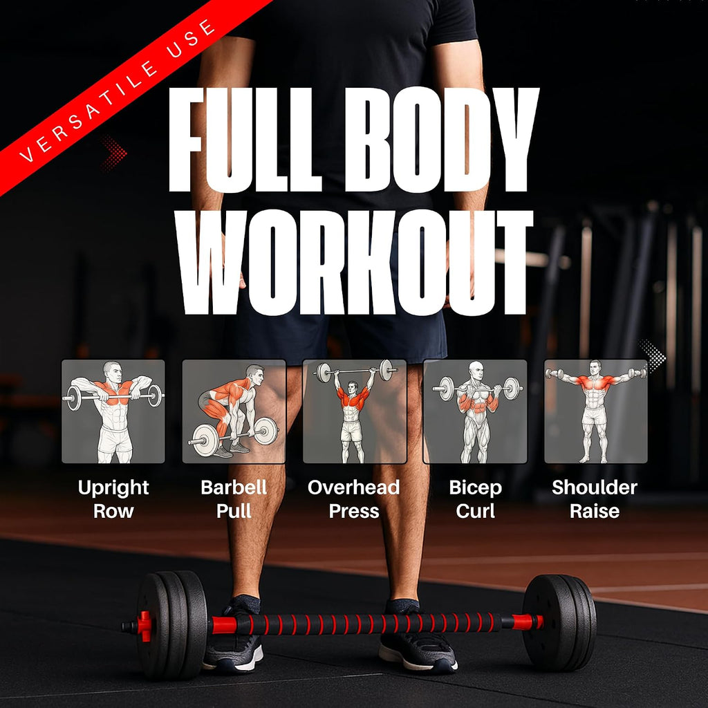 Straame 20KG Adjustable Dumbbell & Barbell Set, 2-in-1 Home Gym Weights Kit