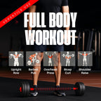 Straame 20KG Adjustable Dumbbell & Barbell Set, 2-in-1 Home Gym Weights Kit