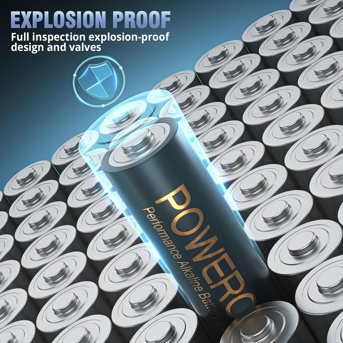 POWEROWL 60-Pack AAA Alkaline Volt Batteries, 10-Year Shelf Life